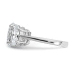 Cheryl M Sterling Silver Rhodium-plated Polished Oval CZ 3-Stone Ring