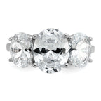 Cheryl M Sterling Silver Rhodium-plated Polished Oval CZ 3-Stone Ring