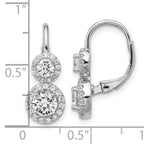 Cheryl M Sterling Silver Rhodium-plated Polished Double Round CZ Halo Leverback Earrings