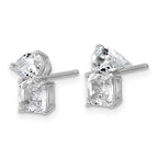 Cheryl M Sterling Silver Rhodium-plated Polished Pear and Square CZ Post Earrings