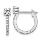 Cheryl M Sterling Silver Rhodium-plated Polished CZ Hinged Round Hoop Earrings
