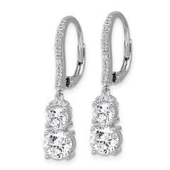 Cheryl M Sterling Silver Rhodium-plated Polished Fancy CZ Leverback Dangle Earrings
