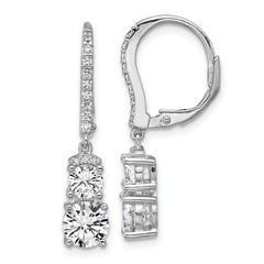 Cheryl M Sterling Silver Rhodium-plated Polished Fancy CZ Leverback Dangle Earrings