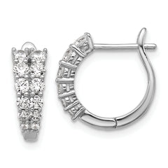 Cheryl M Sterling Silver Rhodium-plated Polished Graduated CZ Hinged Round Hoop Earrings