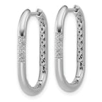 Cheryl M Sterling Silver Rhodium-plated Polished CZ Oval Hinged Hoop Earrings