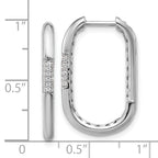 Cheryl M Sterling Silver Rhodium-plated Polished CZ Oval Hinged Hoop Earrings