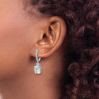 Cheryl M Sterling Silver Rhodium-plated Polished Fancy Cushion-cut CZ Hinged Post Dangle Earrings