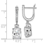 Cheryl M Sterling Silver Rhodium-plated Polished Fancy Cushion-cut CZ Hinged Post Dangle Earrings