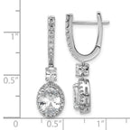 Cheryl M Sterling Silver Rhodium-plated Polished Fancy Oval CZ Halo Hinged Post Dangle Earrings