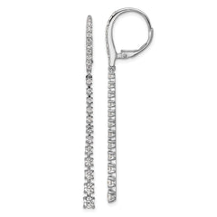 Cheryl M Sterling Silver Rhodium-plated Polished Graduated CZ Leverback Dangle Earrings