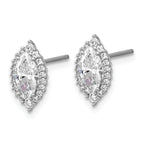 Cheryl M Sterling Silver Rhodium-plated Polished Marquise CZ Halo Post Earrings