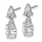 Cheryl M Sterling Silver Rhodium-plated Polished Fancy Multi-cut CZ Post Dangle Earrings