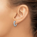 Cheryl M Sterling Silver Rhodium-plated Polished Fancy CZ Hinged Hoop Earrings