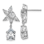 Cheryl M Sterling Silver Rhodium-plated Polished Fancy Multi-cut CZ Post Dangle Earrings