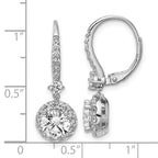 Cheryl M Sterling Silver Rhodium-plated Polished Round CZ Halo Leverback Dangle Earrings