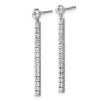 Cheryl M Sterling Silver Rhodium-plated Polished CZ Bar Post Dangle Earrings