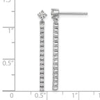 Cheryl M Sterling Silver Rhodium-plated Polished CZ Bar Post Dangle Earrings
