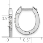 Cheryl M Sterling Silver Rhodium-plated Polished and Grooved CZ Oval Hinged Hoop Earrings