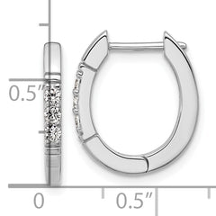 Cheryl M Sterling Silver Rhodium-plated Polished and Grooved CZ Oval Hinged Hoop Earrings