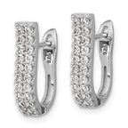 Cheryl M Sterling Silver Rhodium-plated Polished 2-Row CZ Hinged Hoop Earrings