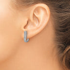 Cheryl M Sterling Silver Rhodium-plated Polished 2-Row CZ Hinged Hoop Earrings