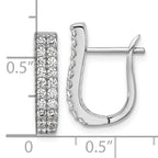 Cheryl M Sterling Silver Rhodium-plated Polished 2-Row CZ Hinged Hoop Earrings