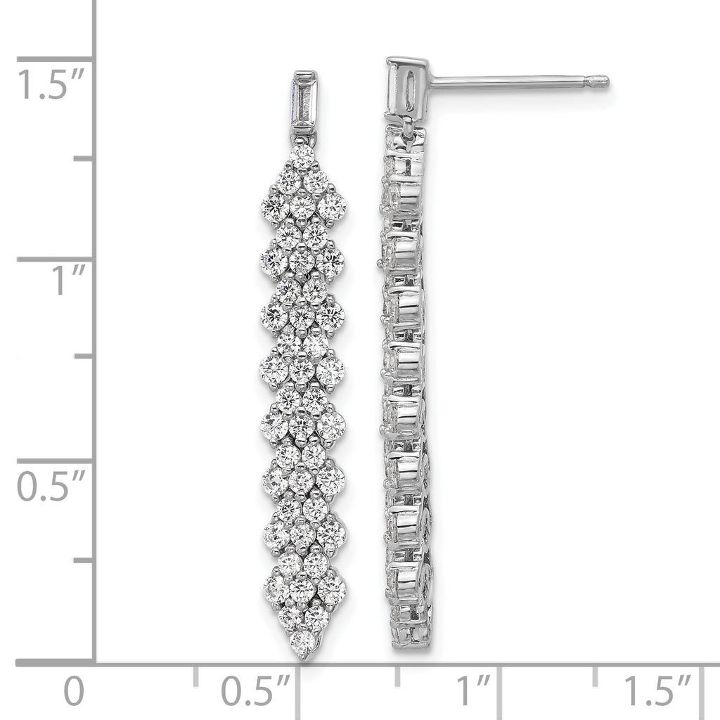 Cheryl M Sterling Silver Rhodium-plated Polished Fancy CZ Post Dangle Earrings