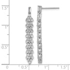 Cheryl M Sterling Silver Rhodium-plated Polished Fancy CZ Post Dangle Earrings
