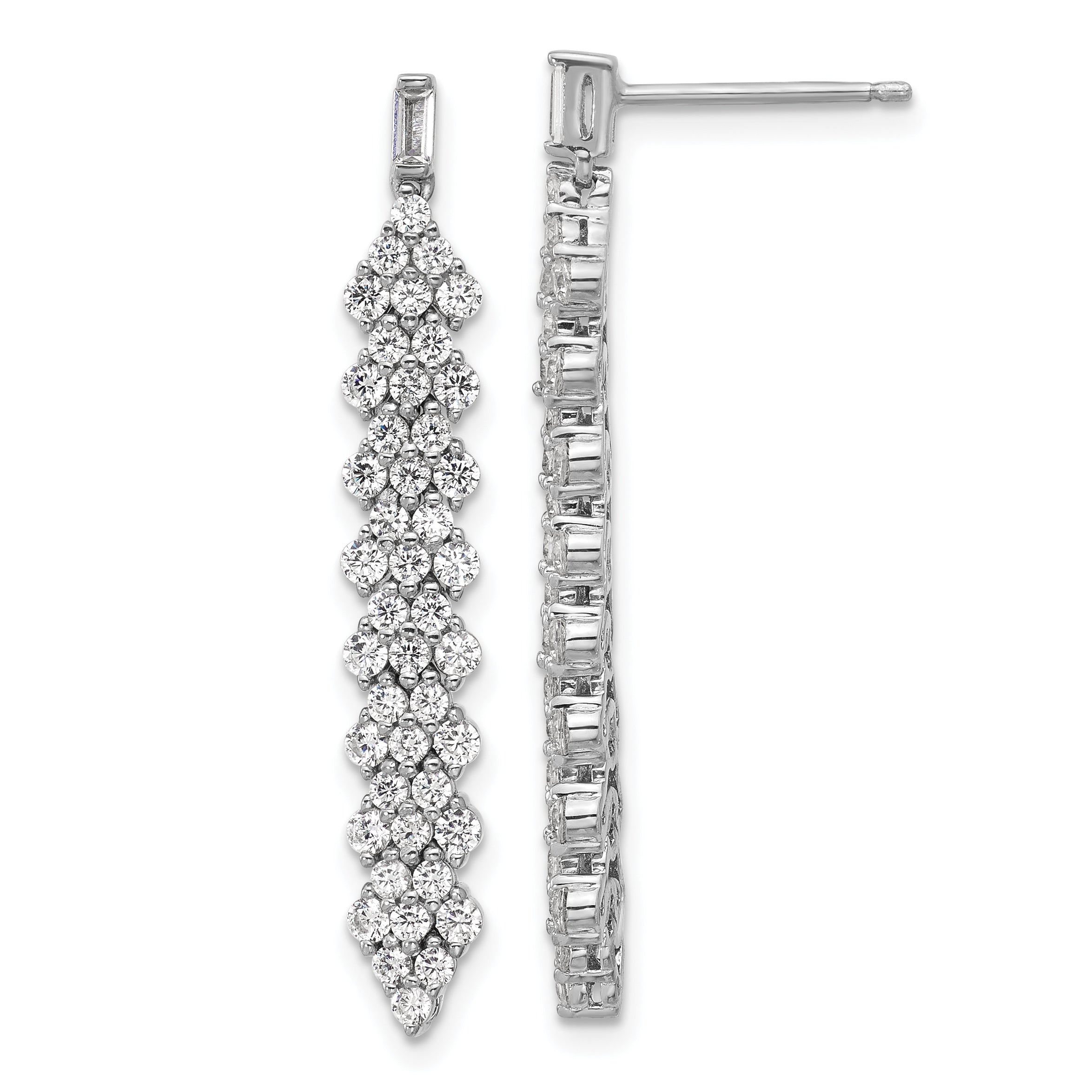 Cheryl M Sterling Silver Rhodium-plated Polished Fancy CZ Post Dangle Earrings Main image