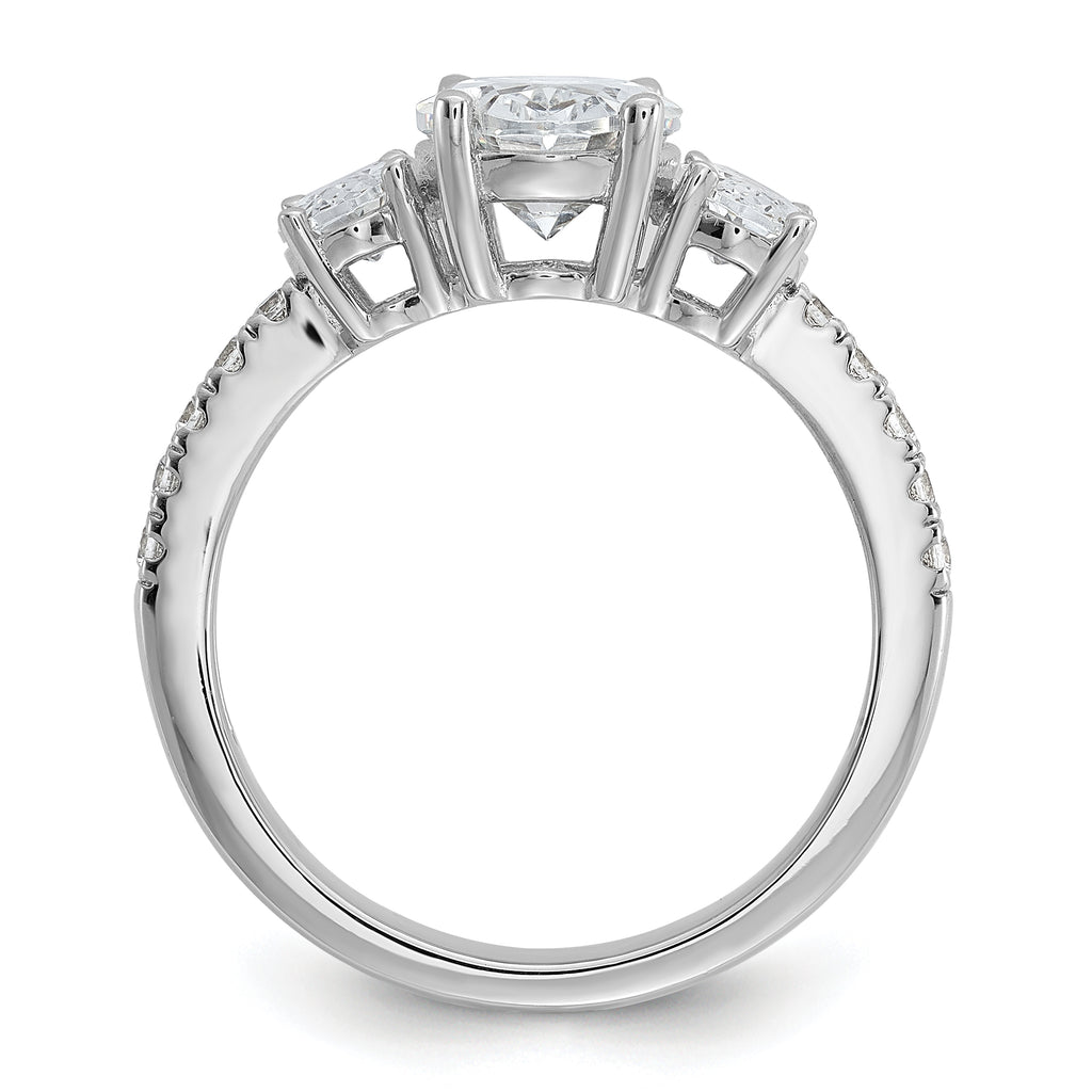 Cheryl M Sterling Silver Rhodium-plated Polished Fancy 3-Stone Oval CZ Ring