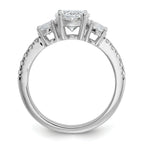 Cheryl M Sterling Silver Rhodium-plated Polished Fancy 3-Stone Oval CZ Ring