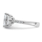 Cheryl M Sterling Silver Rhodium-plated Polished Fancy 3-Stone Oval CZ Ring
