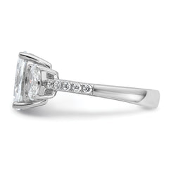 Cheryl M Sterling Silver Rhodium-plated Polished Fancy 3-Stone Oval CZ Ring