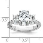 Cheryl M Sterling Silver Rhodium-plated Polished Fancy 3-Stone Oval CZ Ring