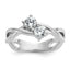 Cheryl M Sterling Silver Rhodium-plated Polished and Crisscross Two Stone CZ Ring