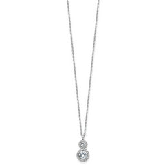 Cheryl M Sterling Silver Rhodium-plated Polished Double Round CZ Halo with 2 Inch Extension Necklace