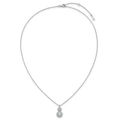 Cheryl M Sterling Silver Rhodium-plated Polished Double Round CZ Halo with 2 Inch Extension Necklace