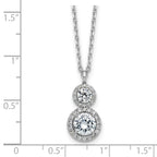 Cheryl M Sterling Silver Rhodium-plated Polished Double Round CZ Halo with 2 Inch Extension Necklace
