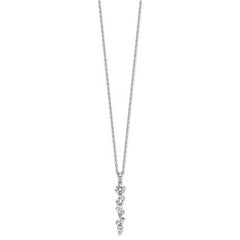 Cheryl M Sterling Silver Rhodium-plated Polished Fancy Multi-cut CZ with 2 Inch Extension Necklace
