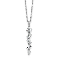 Cheryl M Sterling Silver Rhodium-plated Polished Fancy Multi-cut CZ with 2 Inch Extension Necklace
