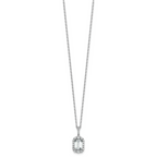Cheryl M Sterling Silver Rhodium-plated Polished Fancy Emerald-cut CZ Halo with 2 Inch Extension Necklace