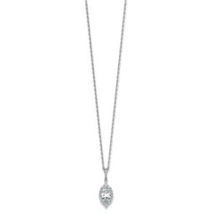 Cheryl M Sterling Silver Rhodium-plated Polished Fancy Marquise CZ Halo with 2 Inch Extension Necklace