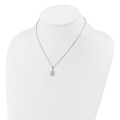 Cheryl M Sterling Silver Rhodium-plated Polished Fancy Marquise CZ Halo with 2 Inch Extension Necklace