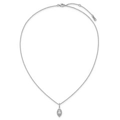 Cheryl M Sterling Silver Rhodium-plated Polished Fancy Marquise CZ Halo with 2 Inch Extension Necklace