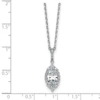 Cheryl M Sterling Silver Rhodium-plated Polished Fancy Marquise CZ Halo with 2 Inch Extension Necklace