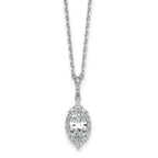 Cheryl M Sterling Silver Rhodium-plated Polished Fancy Marquise CZ Halo with 2 Inch Extension Necklace