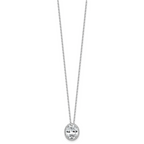 Cheryl M Sterling Silver Rhodium-plated Polished Fancy Oval CZ Halo with 2 Inch Extension Necklace