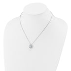 Cheryl M Sterling Silver Rhodium-plated Polished Fancy Oval CZ Halo with 2 Inch Extension Necklace