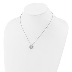 Cheryl M Sterling Silver Rhodium-plated Polished Fancy Oval CZ Halo with 2 Inch Extension Necklace
