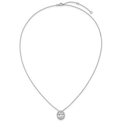 Cheryl M Sterling Silver Rhodium-plated Polished Fancy Oval CZ Halo with 2 Inch Extension Necklace